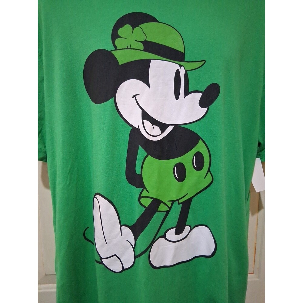 Men's Mickey Mouse St Patrick Green Four Leaf Clover Shirt Sz XL (46-48)